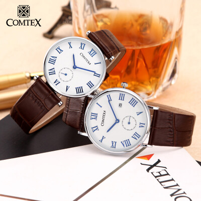 

Comtex Brand Fashion Couple Watches Leather Quartz Wristwatches Men Watch Women Watch