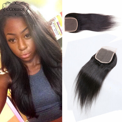 

CCollege Hair Malaysian Lace Closure Virgin Hair Malaysian Closure Straight With Bleached Knots Lace Closure 100% huamn hair