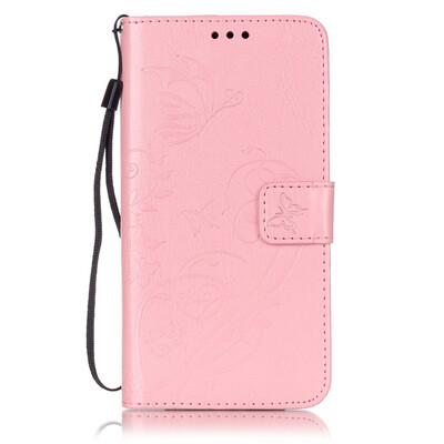 

Pink Flower Design PU Leather Flip Cover Wallet Card Holder Case for MOTO G4