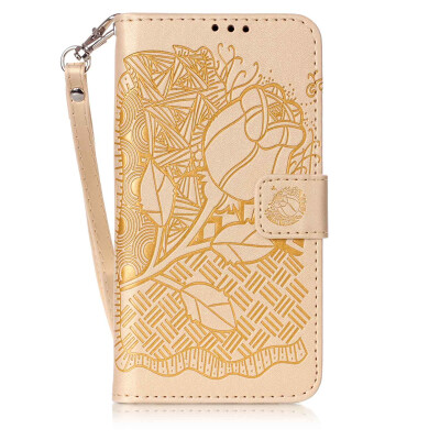 

Golden Rose Design PU Leather Flip Cover Wallet Card Holder Case for SAMSUNG J5