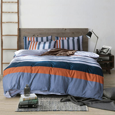 

Yingxin Home Textiles Cotton Set Skin-Friendly High-Profile High-density Twill Print Double Bed Quilt Bed Sheets Four-piece Sheets 15 18m Bed Striped