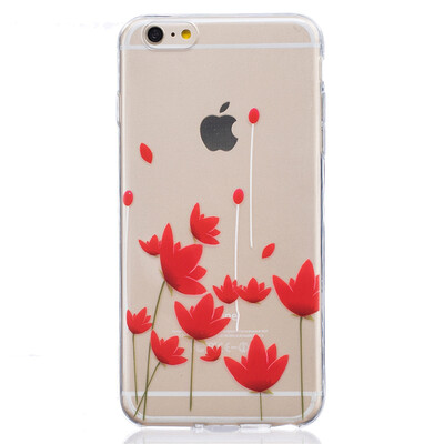 

Red flower Pattern Soft Thin TPU Rubber Silicone Gel Case Cover for IPHONE 6 Plus6S Plus