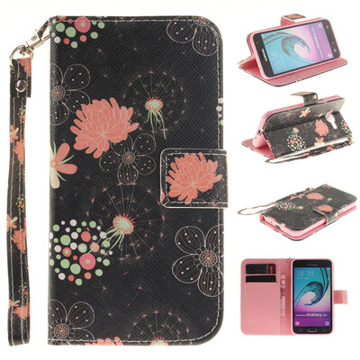 

Colorful flowers Design PU Leather Flip Cover Wallet Card Holder Case for SAMSUNG GALAXY J3 2016 J310