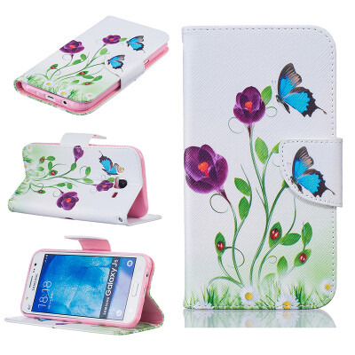 

Blue butterfly Design PU Leather Flip Cover Wallet Card Holder Case for SAMSUNG GALAXY J5