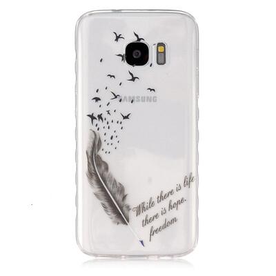 

Feathers&birds Pattern Soft Thin TPU Rubber Silicone Gel Case Cover for SAMSUNG GALAXY S7