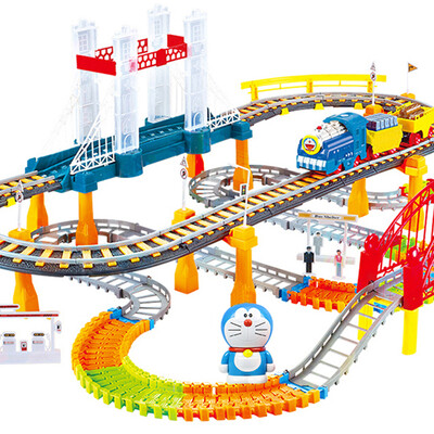 

YIMI Doraemon Toy Car Thomas Little Train Head Set Racing Track Car Kids Toy Track Car