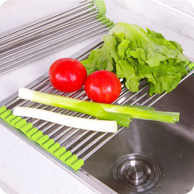 

mymei Sink Rack Roll Stainless Steel Silicon Handy&Portable Folding Drain Rack 95224