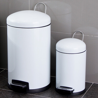 

Ou Runzhe trash cans 3L 12L slow down the quiet bowl cover section pedal toilet paper basket tube white suit