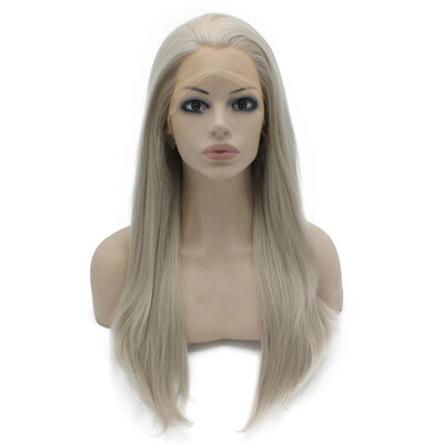 

Long Straight Gray Blonde Natural Synthetic Lace Front Wig