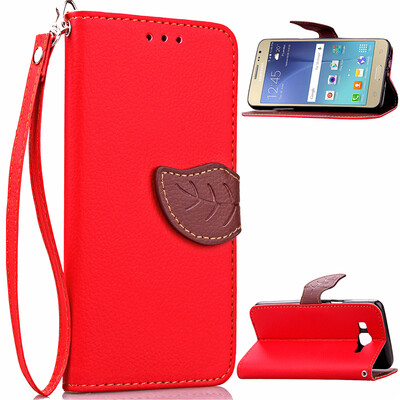 

Red Design PU Leather Flip Cover Wallet Card Holder Case for Samsung Galaxy J3