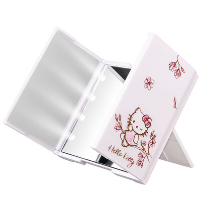 

HELLO KITTY Hello Kitty Creative Birthday Gift Female LED With Mirror Three-sided Folding Desktop Make-up Mirror Portable Carrying Mirror Romantic Sakura KT1623