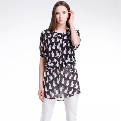 

TMI Mystery Женская весна Корейская V-Shirt Печать Двухсекционная рубашка 161057 Печать L