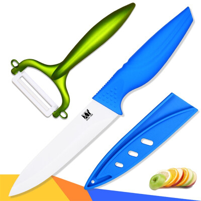 

5 Inch Slicing Knife With Peeler Kitchen Knives XYJ Brand Blue Handle White Blade Ceramic Knives