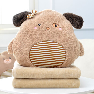 

Jingdong supermarket] Jiuzhou deer hold pillow blankets home textiles cartoon pillow pillow sofa bed cushions pillow pillow was afternoon pillow multi-functional air conditioning blanket summer brown dog 95 * 85cm