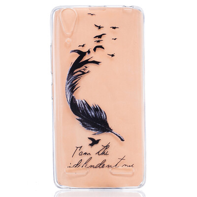 

Black feathers Pattern Soft Thin TPU Rubber Silicone Gel Case Cover for Lenovo A6000