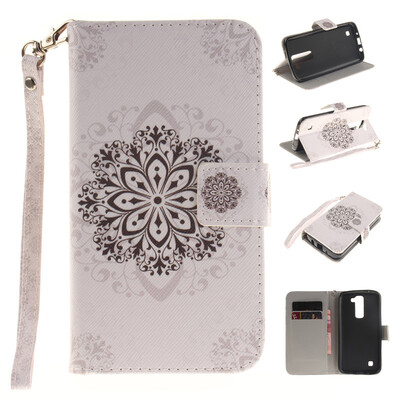 

Datura flowers Design PU Leather Flip Cover Wallet Card Holder Case for LG K7