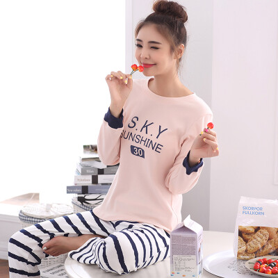 

Bejirog pajamas women&39s autumn cotton long-sleeved round neck sets of home service 3579 pink  code