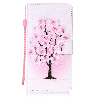 

Peach Blossom Design PU Leather Flip Cover Wallet Card Holder Case for Apple iPhone 6S Plus