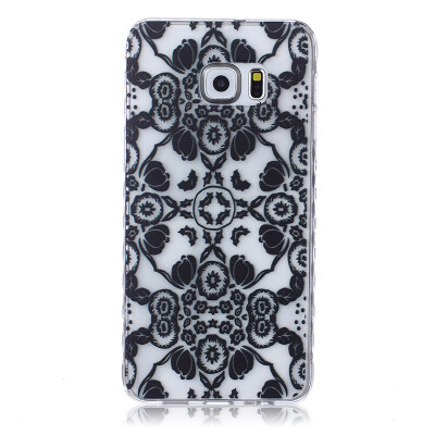 

Black flowers Pattern Soft Thin TPU Rubber Silicone Gel Case Cover for SAMSUNG GALAXY S6 Edge Plus