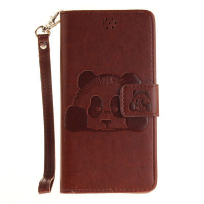 

Brown Panda Style Embossing Classic Flip Cover with Stand Function and Credit Card Slot for SONY Xperia X Performance