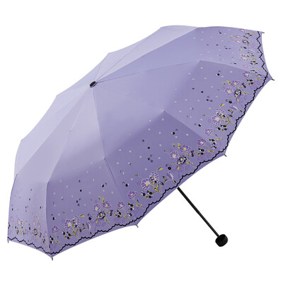 

Paradise umbrella 30 fold folding umbrella inverted umbrella stand fresh black plastic sunscreen umbrella 55cm10k 30154EJC mountain flower rotten 3 light purple