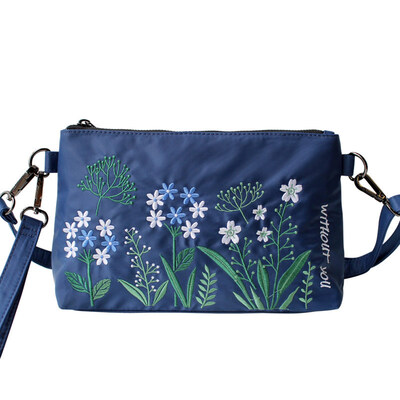 

Princess Elegant With You Embroidery Art Messenger Messenger Hand With Shoulder Oxford Canvas Nylon Bag 1609AW006 Blue