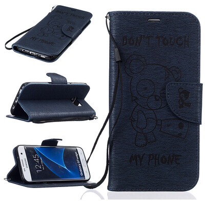 

Dark blue Bear Style Embossing Classic Flip Cover with Stand Function and Credit Card Slot for SAMSUNG Galaxy S7 Edge