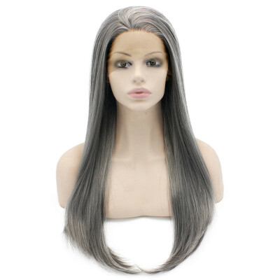 

Long Straight Old Lady Gray Natural Lace Front Wig