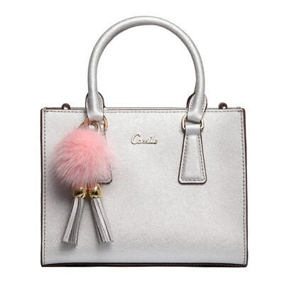 

Cassley cassile simple fashion hair ball leather handbag mini handbag shoulder Messenger bag T161011301T6 volcanic ash