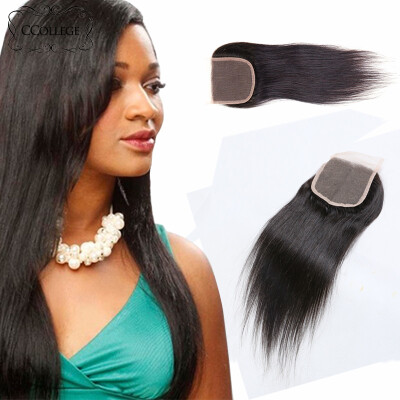 

CCollege Hair Products Brazilian Straight Closure Virgin Brazillian Hair Clousure 100% huamn hair Lace Closure Free Shipping