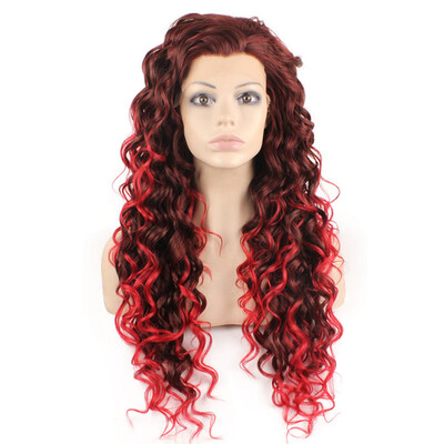 

Iwona Synthetic Hair Lace Front Long Curly Two Tone Ombre Red Wig