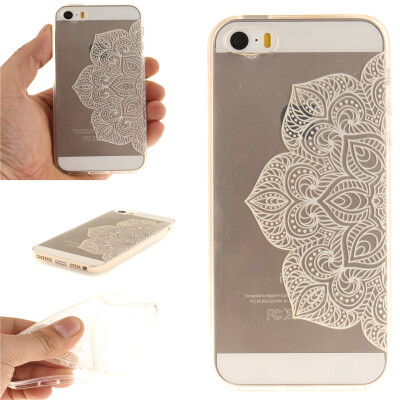 

Half white flowers Pattern Soft Thin TPU Rubber Silicone Gel Case Cover for IPHONE 5/5S/5SE