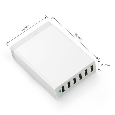 

Anker Anke 60W6 port USB Apple phone charger / multi-port charger / charge head / USB power adapter 6 port 12A fast charge support Apple Andrews mobile phone flat white