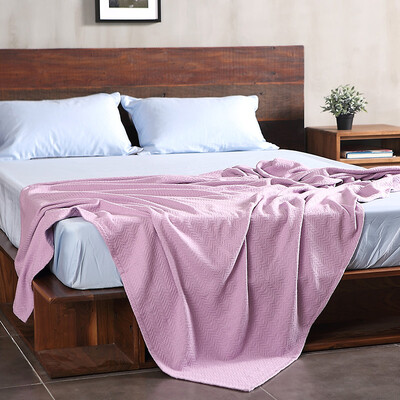 

Yimian Tong cotton knitted blanket towel is cotton blank blanket single double air blanket blanket blanket office nap blanket purple 130 180cm