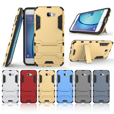 

Gold Slim Robot Armor Kickstand Shockproof Hard Rugged Rubber Back Case For Samsung Galaxy On5 2016/J5 Prime