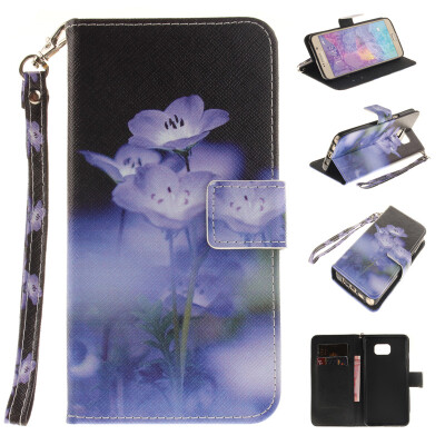 

Blue flower Design PU Leather Flip Cover Wallet Card Holder Case for SAMSUNG GALAXY NOTE 5