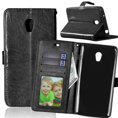 

Black Style Classic Flip Cover with Stand Function and Credit Card Slot for Lenovo VIBE P1