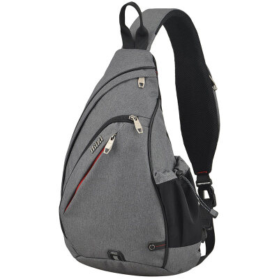 

[Jingdong supermarket] Mi Xi leisure linen texture men's breasts multi-functional male bag purse Messenger bag male M5225 dark gray 19 inches