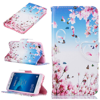 

Orchid butterfly Design PU Leather Flip Cover Wallet Card Holder Case for HUAWEI Y6 II/Honor 5A