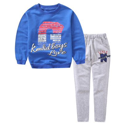 

KIDS MAM & DAD Kids & Casual Set Big Tong Set Long Sleeve T-Shirt Pants Sweater 52412 Blue 120
