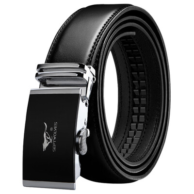 

Seven wolves SEPTWOLVES belt gift box wallet mens belt fashion simple suit L9427-8 black black
