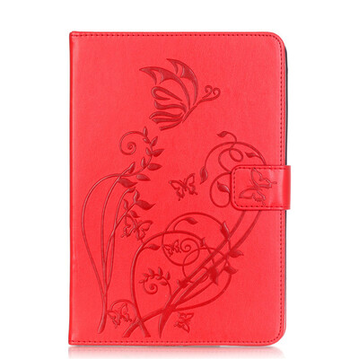 

Red Flower Design PU Leather Flip Cover Wallet Card Holder Case for IPAD MINI123