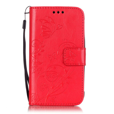 

Red Flower Design PU Leather Flip Cover Wallet Card Holder Case for SAMSUNG J1