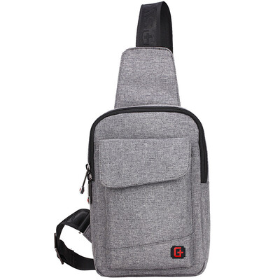 

SWISSGEAR chest bag cotton linen fashion leisure chest bag shoulder Messenger bag outdoor sports travel bag men&women iPadmini bag SA-9859 gray