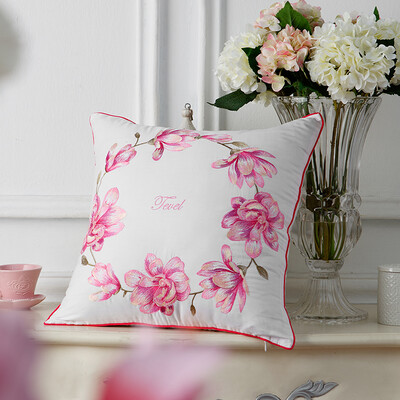 

Tevel home textile cotton embroidered cushion cushion for the sofa cushion for car magnolia pink 05 kg 45 45 cm