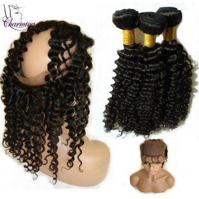 

Pre Plucked 360 Lace Frontal With Bundle Silk Base 360 Lace Virgin Hair Frontal Deep Wave 360 Lace Band Frontal with Baby Hair