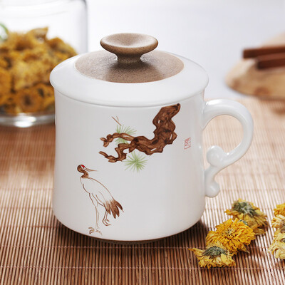 

Jingdong Supermarket] Jie Yajie ceramic cups hand-painted ceramic cups with filter ceramic cups with a cover men's office cups tea