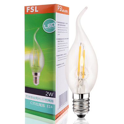

Foshan lighting FSL LED light bulb retro filament wax tail bubble small screw mouth whole week light 2W pull tail bubble E14 yellow