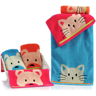 

Sanli cotton cartoon children's towel 6 cat + bear face towel 25x50cm individually wrapped