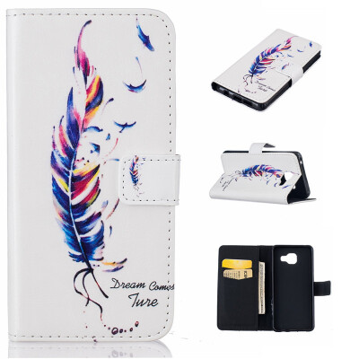 

Blue plumes Design PU Leather Flip Cover Wallet Card Holder Case for SAMSUNG Galaxy A3 2016/A310